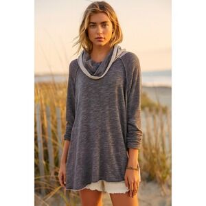 FP Beach Boho‎ Gray Cocoon Cowlneck Pullover Sweatshirt M/L Coastal Athleisure